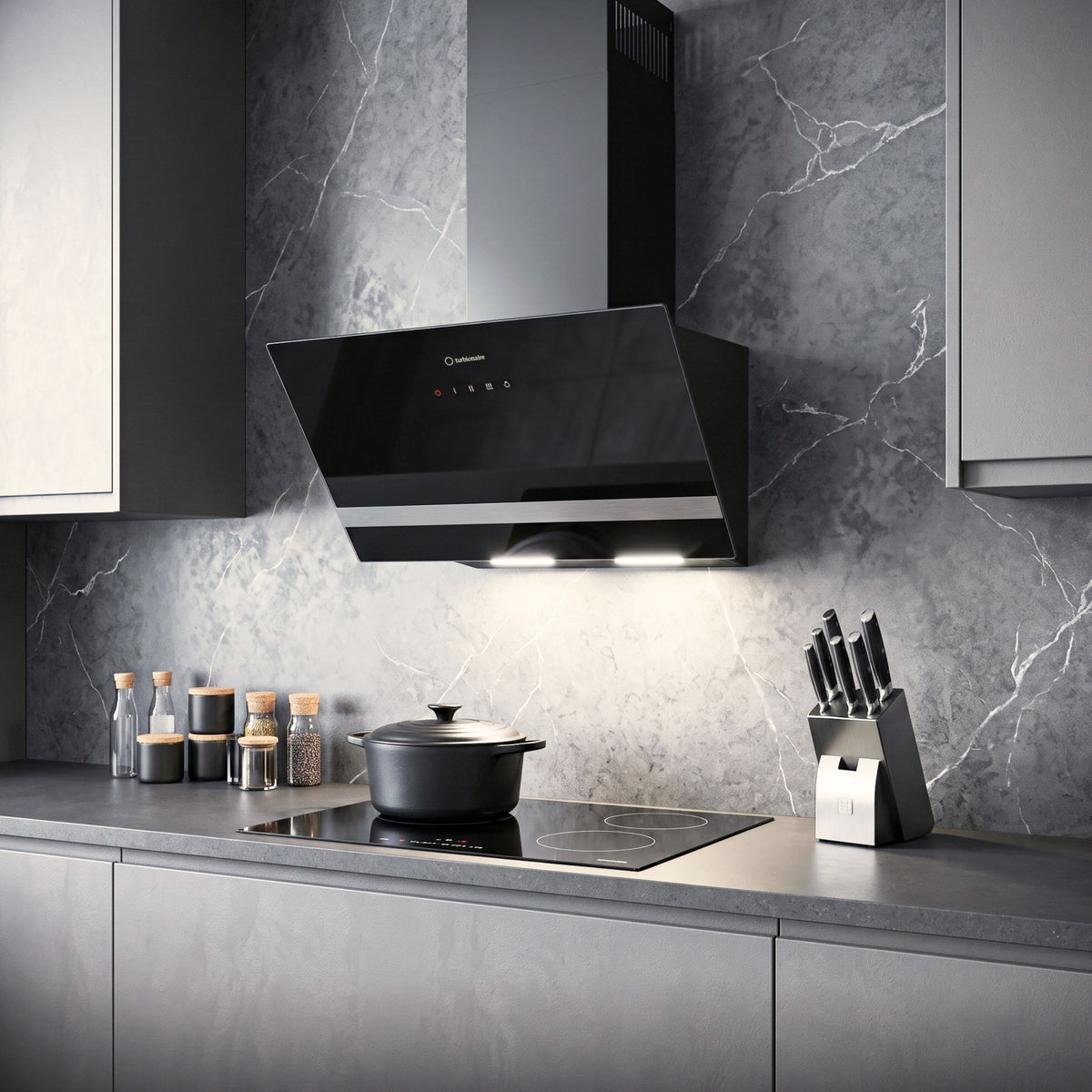 TKIW60B Cooker Hood Kai 60 Black Wall Turbionaire