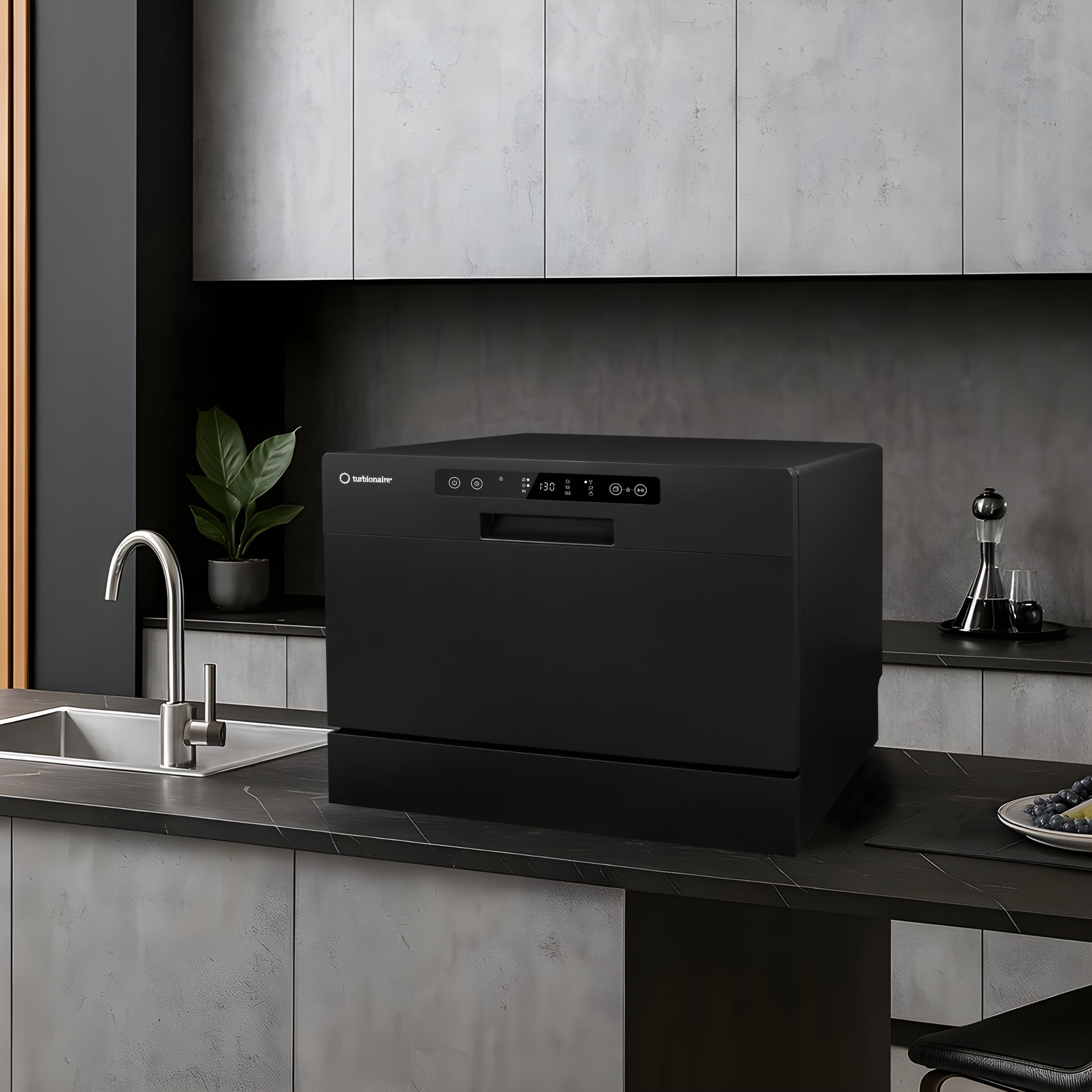 Dishwasher Ava 6 Black Countertop Water Softner Turbionaire